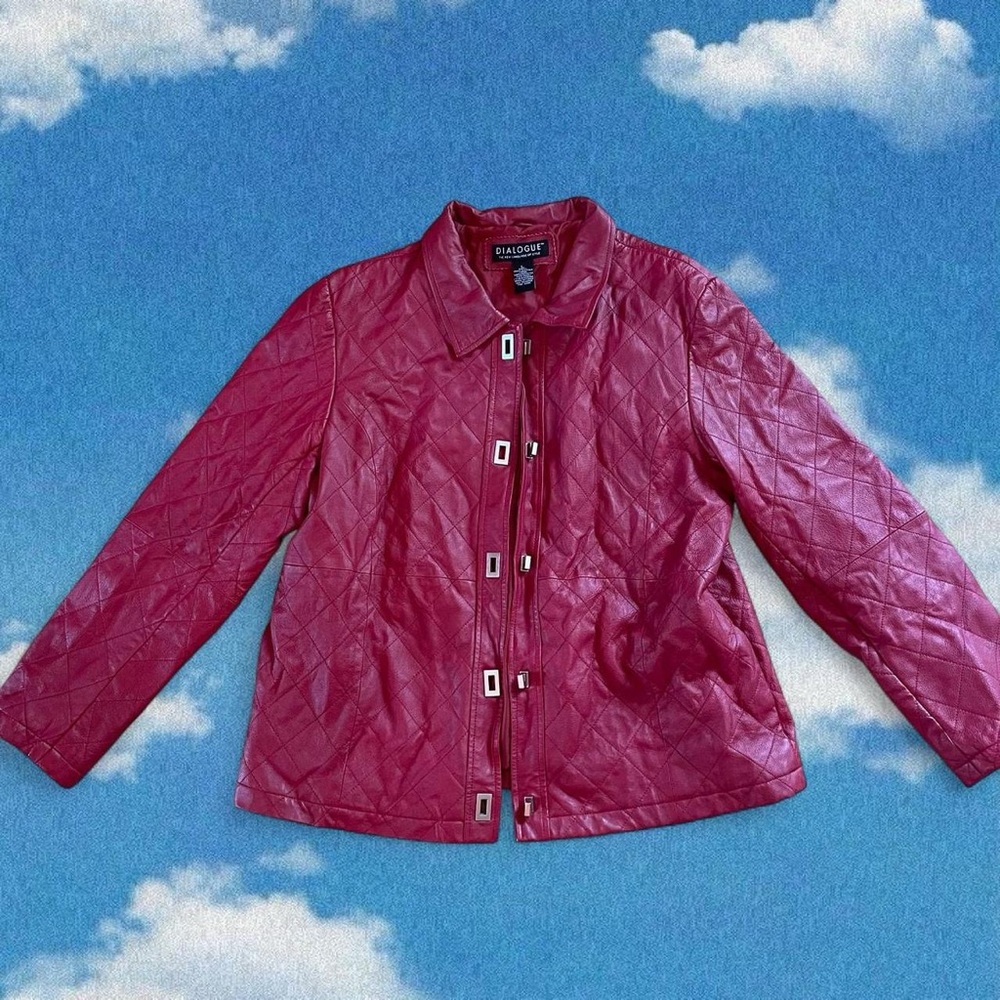 Vintage Red Quilted Leather Jacket